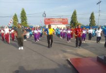 HUT Polwan, Pj. Bupati dan Kapolres Senam Pagi Bersama