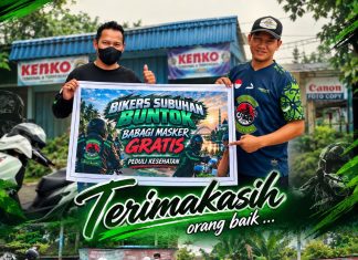 ISPU Buntok Tembus 905, Komunitas Biker Subuhan Buntok Bagikan Masker Untuk Warga.